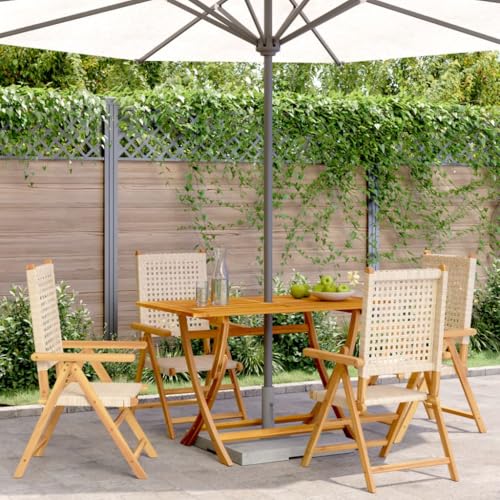 HOMEELIKE Gartenstuhl Verstellbar 4 STK. Beige Poly Rattan Massivholz von HOMEELIKE