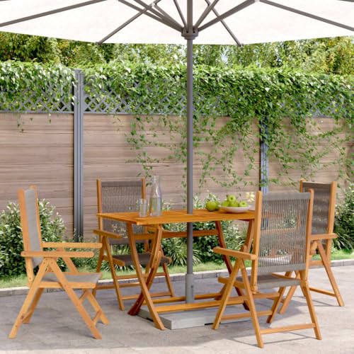 HOMEELIKE Gartenstuhl Verstellbar 4 STK. Grau Massivholz Akazie von HOMEELIKE