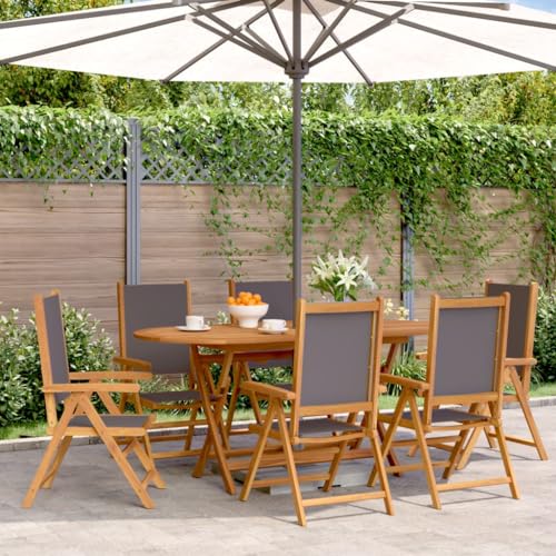 HOMEELIKE Gartenstuhl Verstellbar 6 STK. Anthrazit Stoff und Massivholz von HOMEELIKE