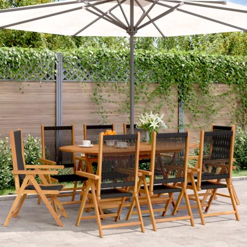 HOMEELIKE Gartenstuhl Verstellbar 8 STK. Schwarz Massivholz Akazie von HOMEELIKE