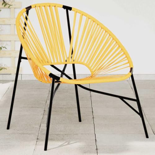 HOMEELIKE Gartenstuhl in Ei-Form Schwarz und Gelb Poly Rattan von HOMEELIKE