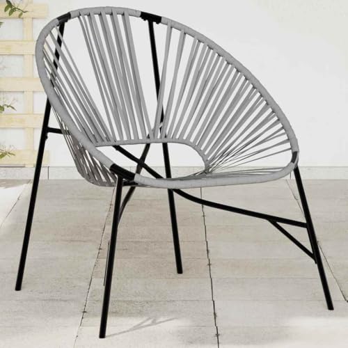 HOMEELIKE Gartenstuhl in Ei-Form Schwarz und Hellgrau Poly Rattan von HOMEELIKE