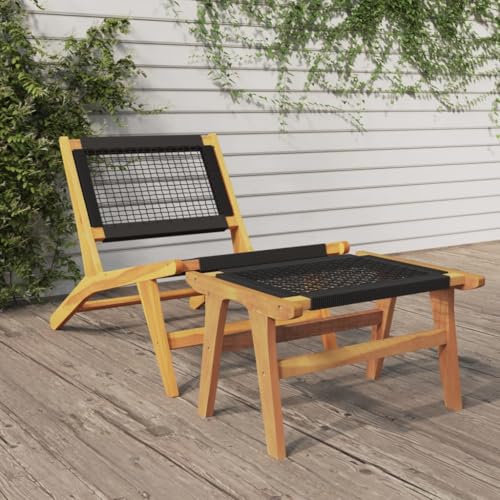 HOMEELIKE Gartenstuhl mit Fu?st¨¹TZE Massivholz Teak und Polyester von HOMEELIKE