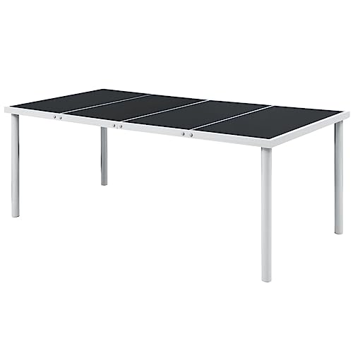 HOMEELIKE Gartentisch 190x90x74 cm Schwarz Stahl von HOMEELIKE