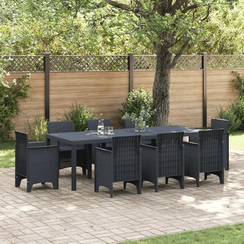 HOMEELIKE Gartentisch Anthrazit 250x100x73 cm Poly Rattan von HOMEELIKE