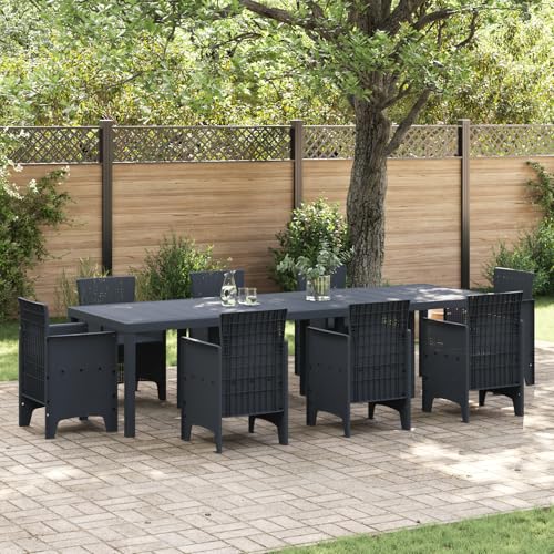HOMEELIKE Gartentisch Anthrazit 300x100x73 cm Poly Rattan von HOMEELIKE