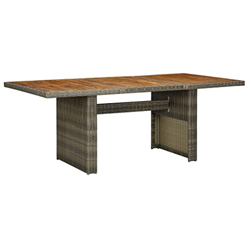 HOMEELIKE Gartentisch Braun Poly Rattan und Akazie Massivholz von HOMEELIKE