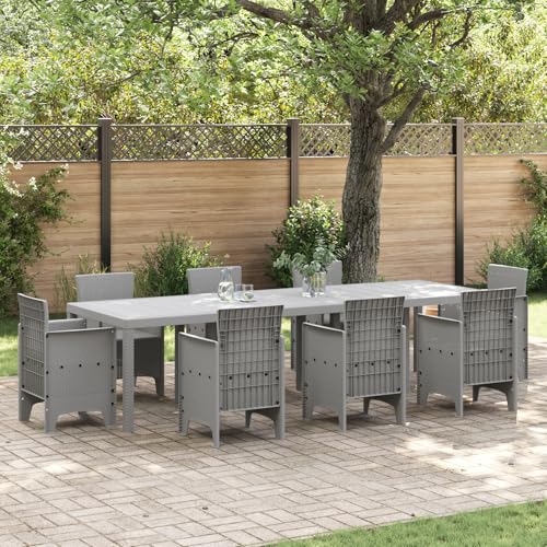 HOMEELIKE Gartentisch Hellgrau 300x100x73 cm Poly Rattan von HOMEELIKE