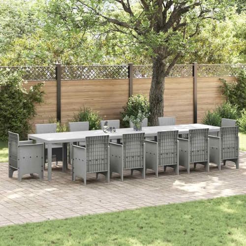 HOMEELIKE Gartentisch Hellgrau 400 x 100 x 73 cm Poly-Rattan von HOMEELIKE