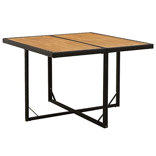 HOMEELIKE Gartentisch Schwarz 109x107x74cm Poly Rattan Massivholz Akazie HOMEELIKE Gartentisch Schwarz 109x107x74cm Poly Rattan Massivholz Akazie von HOMEELIKE