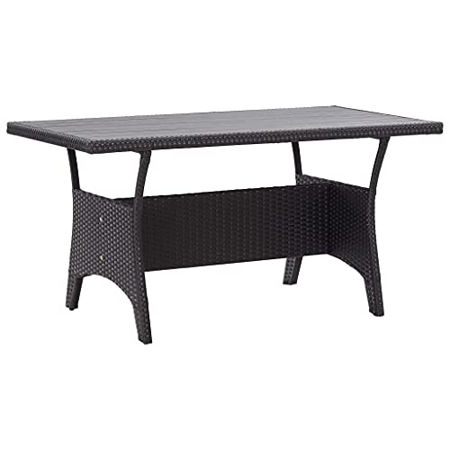 HOMEELIKE Gartentisch Schwarz 120x70x66 cm Poly Rattan von HOMEELIKE