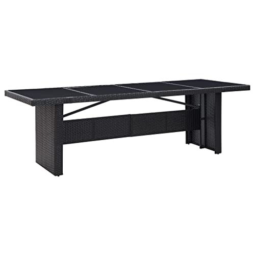 HOMEELIKE Gartentisch Schwarz 240x90x74 cm Poly-Rattan und Glas von HOMEELIKE