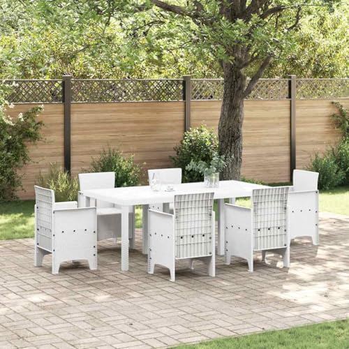 HOMEELIKE Gartentisch Wei? 200 x 100 x 73 cm Poly-Rattan von HOMEELIKE