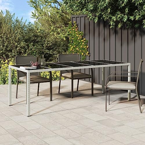 HOMEELIKE Gartentisch Wei? 250x100x75 cm Poly Rattan und Hartglas von HOMEELIKE