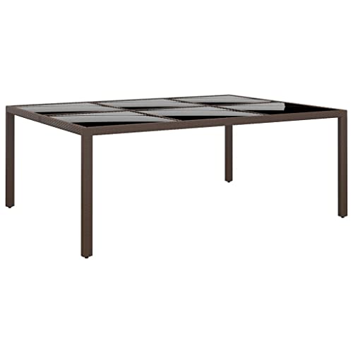 HOMEELIKE Gartentisch mit Glasplatte Braun 200x150x75 cm Rattan von HOMEELIKE