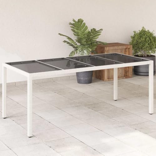 HOMEELIKE Gartentisch mit Glasplatte Wei? 190x90x75 cm Poly Rattan HOMEELIKE Gartentisch mit Glasplatte Wei? 190x90x75 cm Poly Rattan von HOMEELIKE