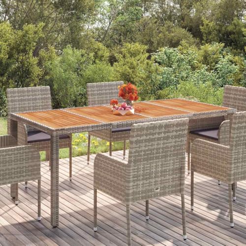 HOMEELIKE Gartentisch mit Holzplatte Grau 190x90x75 cm Poly Rattan HOMEELIKE Gartentisch mit Holzplatte Grau 190x90x75 cm Poly Rattan von HOMEELIKE