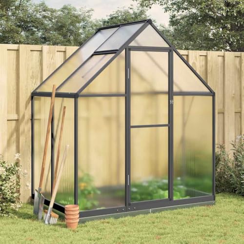 HOMEELIKE Gew?chshaus mit Fundamentrahmen Anthrazit 169x114x202 cm Alu von HOMEELIKE