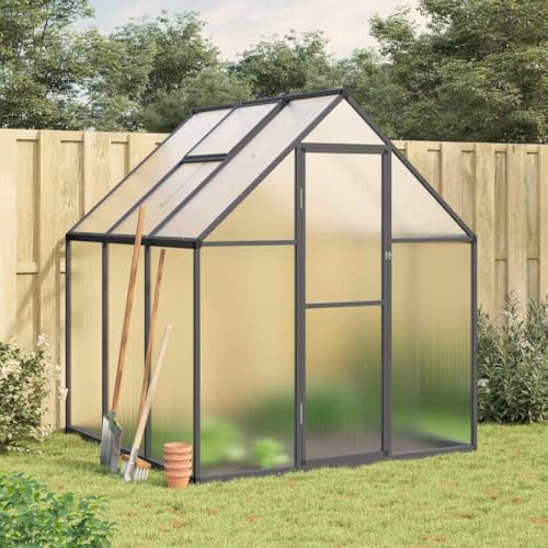 HOMEELIKE Gew?chshaus mit Fundamentrahmen Anthrazit 169x169x195 cm Alu von HOMEELIKE
