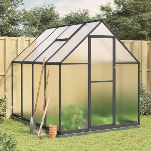 HOMEELIKE Gew?chshaus mit Fundamentrahmen Anthrazit 224x169x202 cm Alu von HOMEELIKE