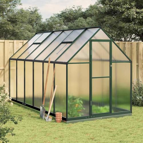 HOMEELIKE Gew?chshaus mit Fundamentrahmen Gr¨¹n 334x169x202 cm Aluminimum von HOMEELIKE