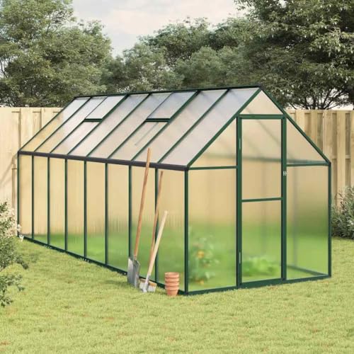 HOMEELIKE Gew?chshaus mit Fundamentrahmen Gr¨¹n 445x169x195 cm Aluminimum von HOMEELIKE