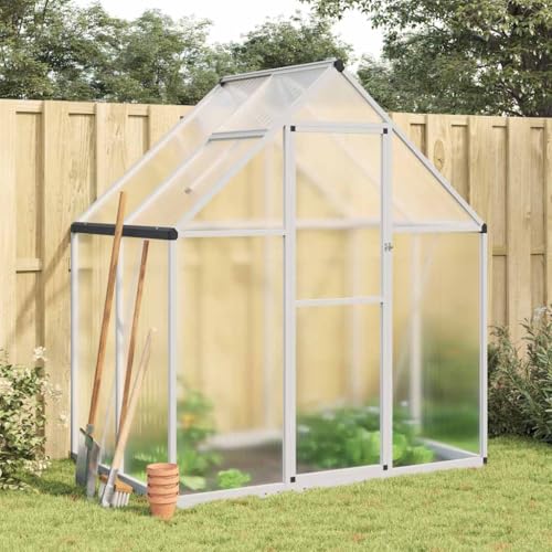 HOMEELIKE Gew?chshaus mit Fundamentrahmen Silbern 169x114x195 cm Alu von HOMEELIKE