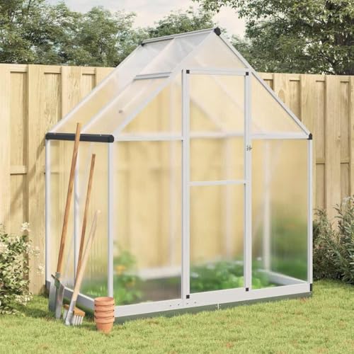 HOMEELIKE Gew?chshaus mit Fundamentrahmen Silbern 169x114x202 cm Alu von HOMEELIKE