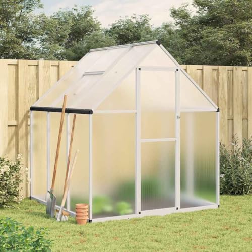 HOMEELIKE Gew?chshaus mit Fundamentrahmen Silbern 169x169x195 cm Alu von HOMEELIKE