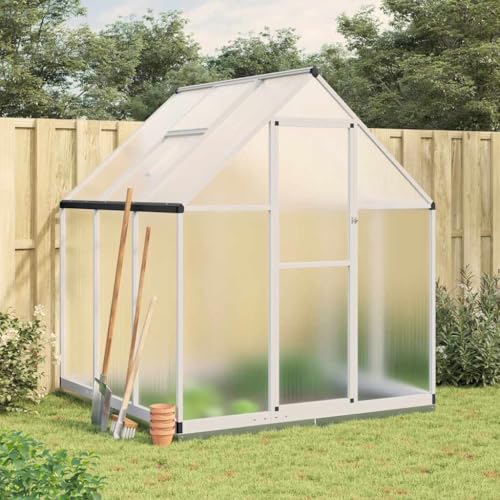 HOMEELIKE Gew?chshaus mit Fundamentrahmen Silbern 169x169x202 Aluminimum von HOMEELIKE