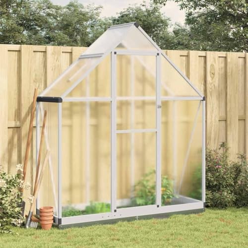 HOMEELIKE Gew?chshaus mit Fundamentrahmen Silbern 169x58x202cm Aluminimum von HOMEELIKE