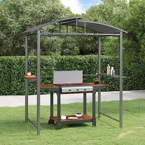 HOMEELIKE Grillpavillon mit Seitenregalen Anthrazit 210x114x230 cm Stahl HOMEELIKE Grillpavillon mit Seitenregalen Anthrazit 210x114x230 cm Stahl von HOMEELIKE