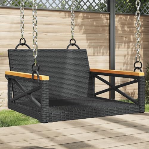 HOMEELIKE Haengesessel Schwarz 63x62x40 cm Poly Rattan HOMEELIKE Haengesessel Schwarz 63x62x40 cm Poly Rattan von HOMEELIKE