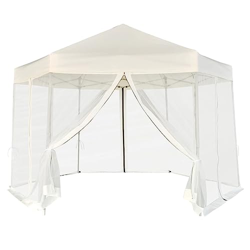 HOMEELIKE Hexagonal Pop-Up Zelt mit 6 Seitenw?nden Cremewei? 3,6x3,1 m HOMEELIKE Hexagonal Pop-Up Zelt mit 6 Seitenw?nden Cremewei? 3,6x3,1 m von HOMEELIKE
