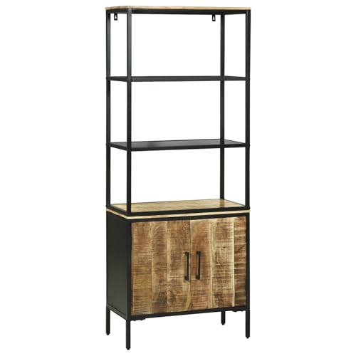 HOMEELIKE Highboard 70x35x180 cm Aus solidem grobem Mango-Holz von HOMEELIKE
