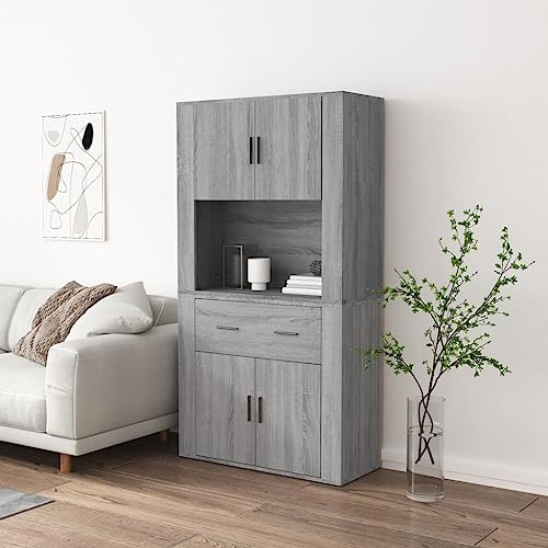HOMEELIKE Highboard Grau Sonoma Holzwerkstoff HOMEELIKE Highboard Grau Sonoma Holzwerkstoff von HOMEELIKE