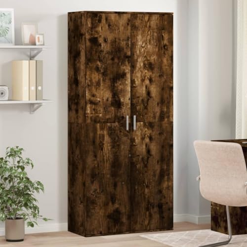 HOMEELIKE Highboard R?uchereiche 80x35x180 cm Holzwerkstoff von HOMEELIKE