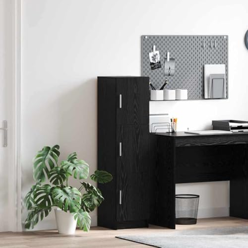 HOMEELIKE Highboard Schwarze Eiche 31,5 x 32 x 124 cm Holzwerkstoff von HOMEELIKE