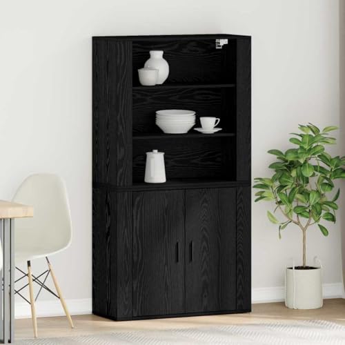 HOMEELIKE Highboard Schwarze Eiche 80 x 33 x 150 cm Holzwerkstoff HOMEELIKE Highboard Schwarze Eiche 80 x 33 x 150 cm Holzwerkstoff von HOMEELIKE