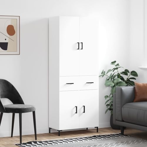 HOMEELIKE Highboard Wei? 69,5x34x180 cm Holzwerkstoff von HOMEELIKE