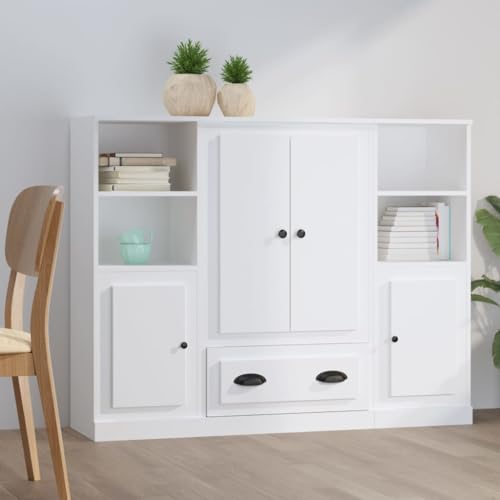 HOMEELIKE Highboards 3 STK. Wei? Holzwerkstoff von HOMEELIKE
