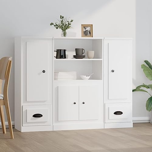 HOMEELIKE Highboards 3 STK. Wei? Holzwerkstoff von HOMEELIKE