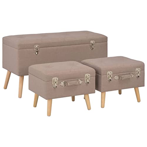 HOMEELIKE Hocker mit Stauraum 3 STK. Braun Stoff von HOMEELIKE