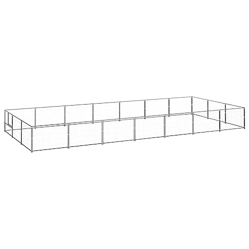 HOMEELIKE Hundezwinger Silbern 21 m2 Stahl von HOMEELIKE