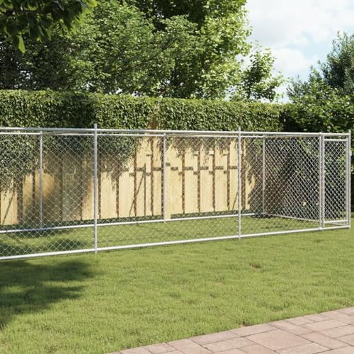 HOMEELIKE Hundezwinger mit T¨¹r Grau 8x2x1,5 m Verzinkter Stahl HOMEELIKE Hundezwinger mit T¨¹r Grau 8x2x1,5 m Verzinkter Stahl von HOMEELIKE