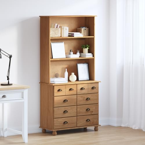 HOMEELIKE Hutch 'ASKIM'Honigbraun 91x40x183 cm Massivholz Kiefer von HOMEELIKE