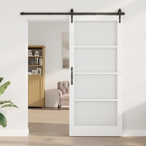 HOMEELIKE Innent¨¹r mit Glas "ORKDAL" Wei? 93x211x4 cm von HOMEELIKE