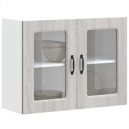 HOMEELIKE K¨¹chen-H?ngeschrank mit Glast¨¹r Kalmar Grau Sonoma Holzwerkstoff HOMEELIKE K¨¹chen-H?ngeschrank mit Glast¨¹r Kalmar Grau Sonoma Holzwerkstoff von HOMEELIKE