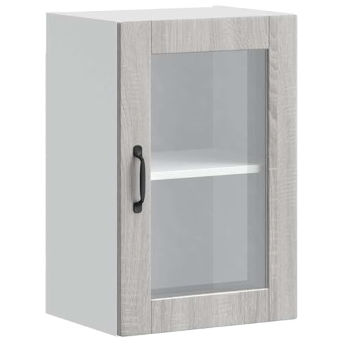 HOMEELIKE K¨¹chen-H?ngeschrank mit Glast¨¹r Porto Grau Sonoma von HOMEELIKE