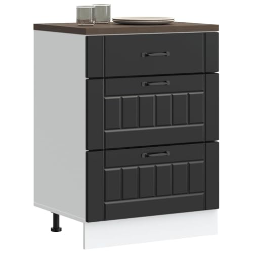 HOMEELIKE K¨¹chen-Unterschrank Lucca Schwarz Holzwerkstoff von HOMEELIKE